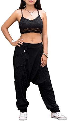 Thaluta Harem Pants Women Cotton Drop Crotch 2 Pockets Joggers 4-12 US Cyberpunk