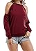 Sarin Mathews Womens Halter Neck Top Cut Out Shoulder Blouse Sweatshirts Burgundy S