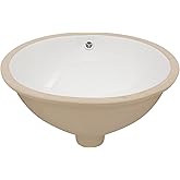 Sarlai Oval Vessel Undermount Bathroom Sink - 18x15 Inch, White Ceramic, Modern Art Basin, 16.25"x13.25"x5.5" with Overflow