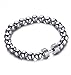 Reve Jewelry Men’s 8MM Stainless Steel Beads Barbell Stretch Bracelet, 3 Color (Silver Tone)