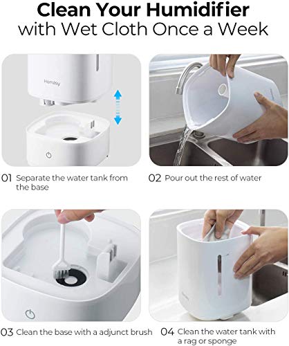 Homasy Humidifiers with Essential Oil Nozzle, 4.5L Ultrasonic Cool Mist Humidifier for Bedroom, Large-Capacity Vaporizer Humidifying Unit with Whisper-Quiet & Auto Shut-Off (Top Refilling Design) - Thumbnail 7