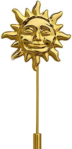 Gold Sun - Men Gold Silver Sun Moon Lapel Stick Pin Brooch Badge Breastpin Suit Accessories