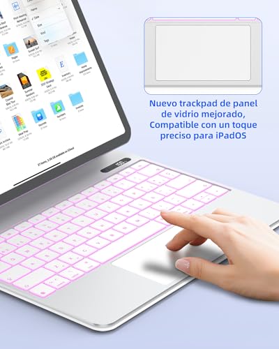 Bettdow Keyboard for iPad Air 13" M4 2026/M3 2025/M2 2024, iPad Pro 12.9"(6th/5th/4th/3rd Gen), Spanish Ñ Lightweight Aluminum Alloy Magnetic Floating Design Keyboard with Trackpad, White