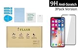 iPhone XR, iPhone 11 Full Coverage Glass Screen Protector, iFlash [3 Pack] Full Cover Tempered Glass Screen Protector For Apple iPhone 11 / XR 6.1" Inch 2018 2019 - Face ID / edge-to-edge Curved Surface / Bubble Free -Black