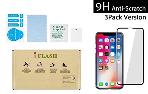 iPhone XR, iPhone 11 Full Coverage Glass Screen Protector, iFlash [3 Pack] Full Cover Tempered Glass Screen Protector For Apple iPhone 11 / XR 6.1" Inch 2018 2019 - Face ID / edge-to-edge Curved Surface / Bubble Free -Black