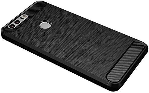 Norby Solid Slim Rugged Shockproof Armor with Carbon Fiber Back Cover Case for Sam,Sung Huawei Honor 8 lite (Black)