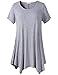 LARACE Womens Swing Tunic Tops Loose Fit Comfy Flattering T Shirt Light Gray