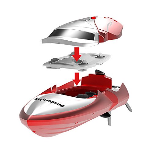OLS RC Drone Boat High Speed 7.4V 600mAh Battery with LCD Display Transmitter Remote Controller Toys For Kids - Red