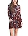 MEROKEETY Women's Casual Feather Print Long Sleeve Swing Tunic T Shirt Dress With Pockets