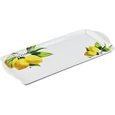 Reston Lloyd Melamine Plastic Tidbit Tray, BPA-Free, Food Safe, Multipurpose Platter Serving Tray, Bathroom/Table Organizer, Lemons and Bees