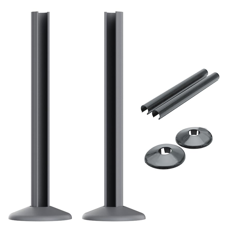 Towel Rail Radiator Pipe Covers & Collars in Black, White, Chrome & Anthracite *Just Snap It* (200mm Anthracite Pipe Covers and Collars)