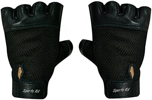 Sports 101 X-Treme Leather Fitness Gloves, Free Size (Black)