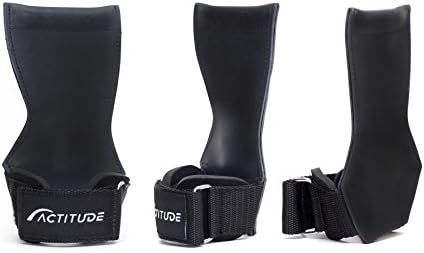 Weight Lifting Grips - All-in-one for Gym Gloves, Wrist Support and Anti-Slip Gymnastics Straps &amp; Hooks. Simple Unisex Design with Adjustable One-Size-for-All Neoprene Padded Strap (Black)