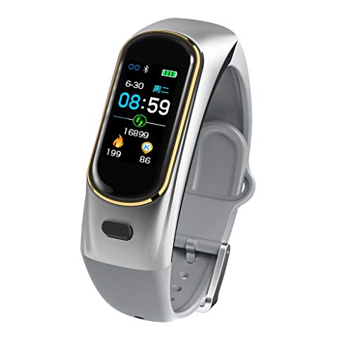 AutumnFall Smart Watch Bluetooth Wireless Earphone Blood Pressure Heart Rate Monitor Call Reminder Multiple Sports Modes (Silver)