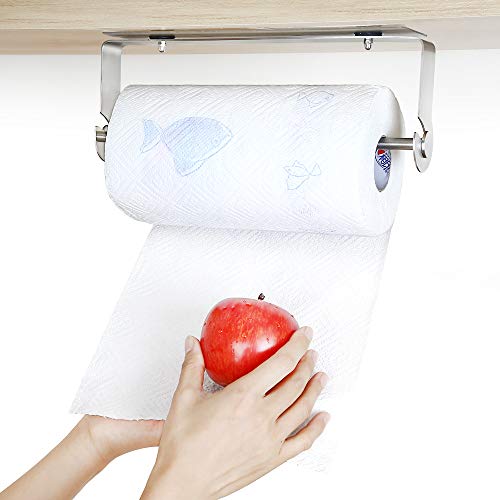 OGORI Paper Towel Holder Under Cabinet Strong Adhesive - for Kitchen Bathroom Durable Stainless Steel - No Drilling - Thumbnail 2