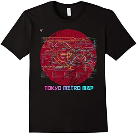 Men's Tokyo Metro Map Japanese City Urban Style T-Shirt 2XL Black