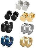 Jstyle Stainless Steel Mens Womens Stud Earrings Hoop Earrings for Men Piercing 7 Pairs