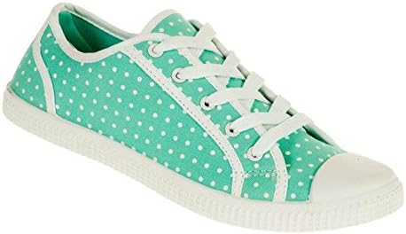 Womens Trainers Canvas Pumps Flat Plimsoles Casual Floral Lace Up Ladies Summer Shoes