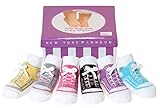 Baby Emporio-6 Pr-Baby Girl Socks that look like Shoes-Anti-slip Soles-Cotton-Gift Box
