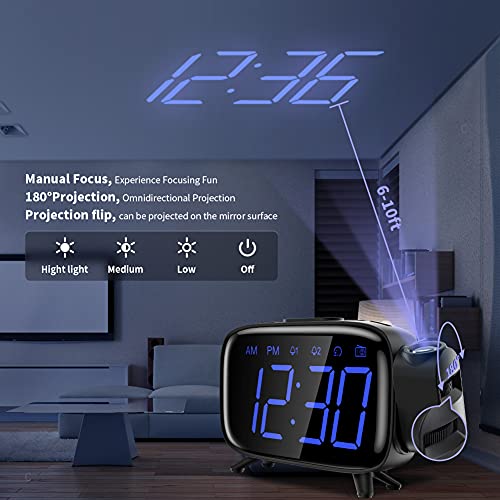 ELEHOT Projection Alarm Clock Radio Alarm Clock Digital Clock with