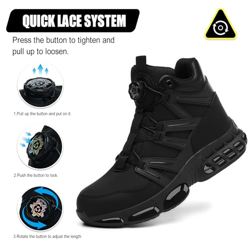 PAQOZKC Men's Women's Waterproof Safety Boot Safety Boots Steel Toe Cap Air Cushion Lightweight Comfortable Safety Trainers 3-13 UK