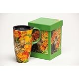 Cypress Latte Travel Mug, Cat in Flowers