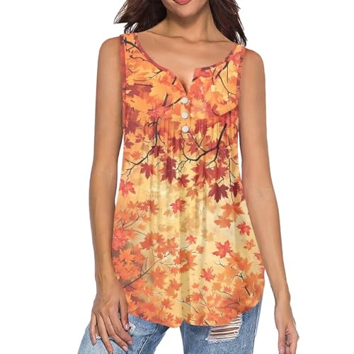 Suhoaziia Fall Maple Leaf Womens Sleeveless Tops Dressy Casual Work Tee Shirts 2025 Fall Tunic Tops Business Out Going Blouses for Office Daily Outdoor Thanksgiving Outfits S-4XL at Amazon