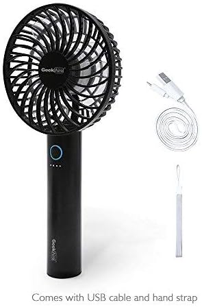 Battery Operated Fan, GeekAire Mini Portable Handheld Rechargeable Cordless Fan, Rechargeable Battery or USB Powered, 5 Speeds, Portable Design for Outdoor, Travel, Office - Black & 4 inch…