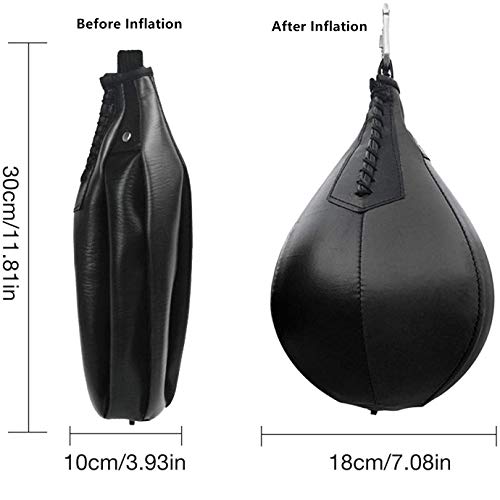 MXiiXM Speed Bag, Leather Hanging Punching Ball with Pump and