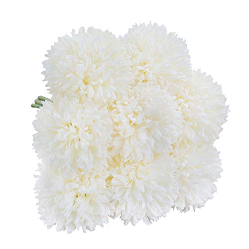 N&T NIETING Artificial Flowers 8Pcs Silk Plastic Artificial Hydrangea for DIY Bridesmaid Bridal Wedding Bouquet, Home Garden Office Party Wedding Decoration (Ivory)