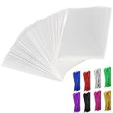 200Pcs Cellophane Treat Bags 3x4 inch Clear Lollipop Cake Pop Bag Thickness Resealable OPP Plastic Bags with 200 4" Twist Ties 8 Mix Colors for Cookies Candy Snack