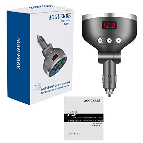 AOGUERBE Car Cigarette Lighter Adapter 3 Sockets Car Splitter 3.4A Dual USB Car Charger DC Outlet for GPS, Dashcam, Vehicle Navigating, Android Samsung iPhone Tablets - Digital Voltage LED Display - Thumbnail 6