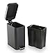 BINO | Rectangular Step Trash Can | 1.3 Gallon/5 Liter Stainless Steel Trash Can with Lid | Home or Office Bathroom Trash Cans with Lids | Kitchen Garbage Can with Non-Slip Stepper | Matte Black