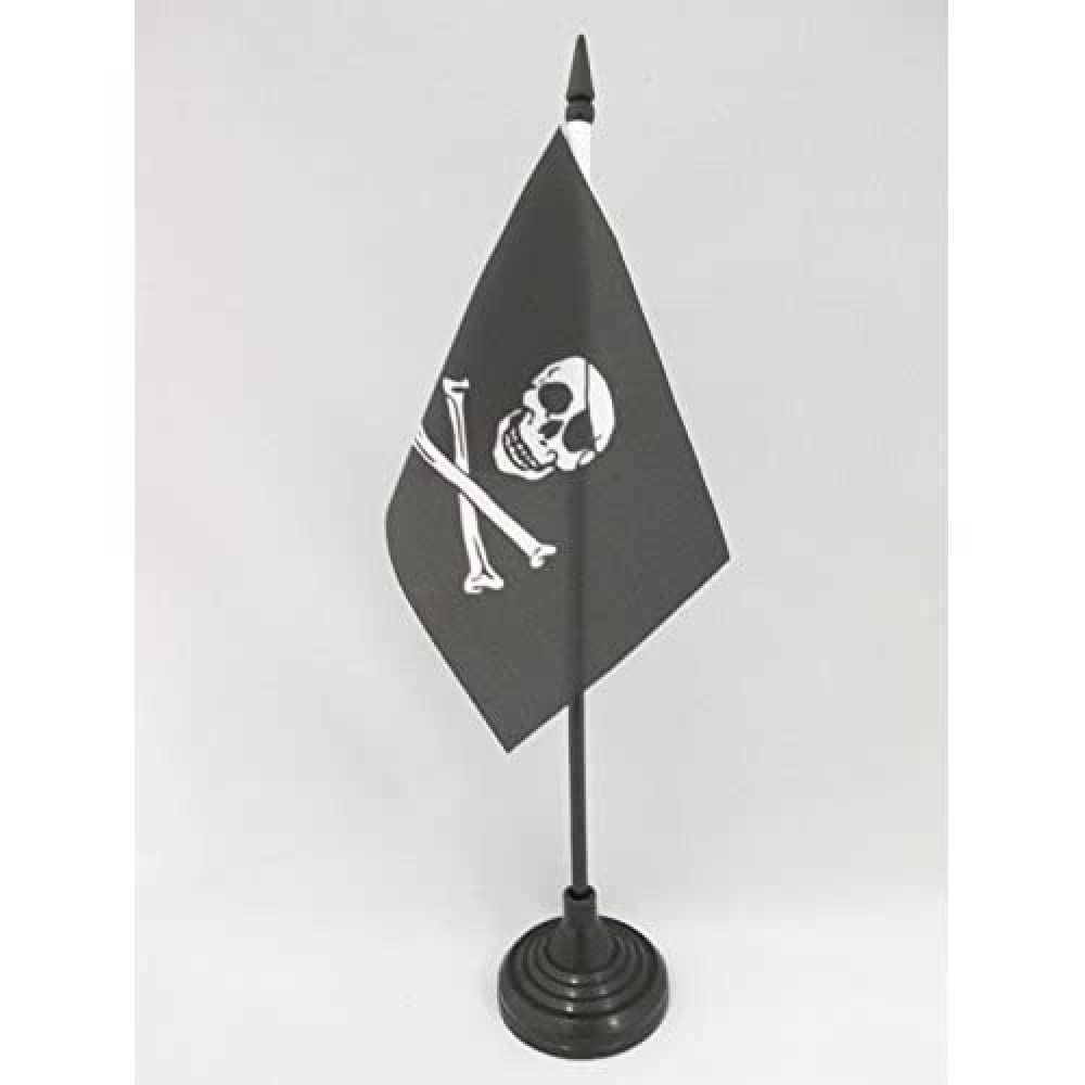AZ FLAG - Pirate Regular Table Flag 4'' x 6'' - Pirates Office Mini Banner 100% Polyester 15 x 10 cm - Mini Desk Flag with 10'' Pole and Black Plastic Base