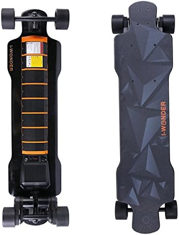 WONDERHOO Electric Skateboard, Remote Controlled, Single/Dual Brushless Motor, Electric Longboard with Three Riding Modes and USB Charging Function