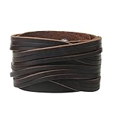 Bfiyi Brown Leather Bracelet Cuff Bangle Handmade Jewelry Wrap Wristband for Men,Boys Adjustable