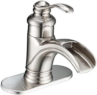 Greenspring Bathroom Faucet Single Handle Waterfall Brushed Nickel Bathroom Sink Faucets Lavatory Vanity Basin Mixer Taps Commercial Deck Mount