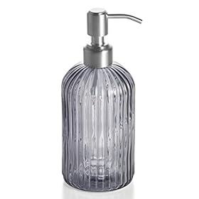 Easy-Tang Soap Dispenser 18 Oz Clear Glass Soap Dispensers with Rust Proof Stainless Steel Pump, Vertical Stripe Design… 4183Gvg%2B3NL. SS280