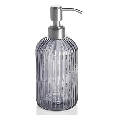 Easy-Tang Soap Dispenser 18 Oz Clear Glass Soap Dispensers with Rust Proof Stainless Steel Pump, Vertical Stripe Design… 4183Gvg%2B3NL. SS400