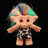 Fityle Dollhouse Miniature Colorful Hair Troll Doll Leprocauns Figures Toy Cake Toppers Kids Children School Project