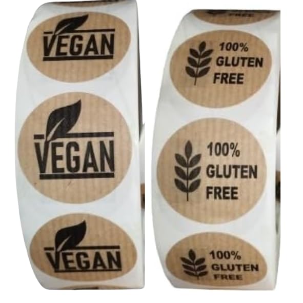 500 Adhesive Kraft Labels Vegan 500 Adhesive Labels Kraft Gluten