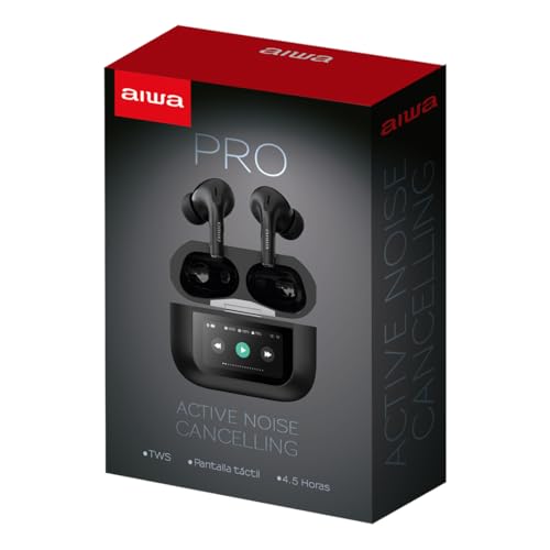 Aiwa Audífonos Bluetooth TWS con ANC, Negro