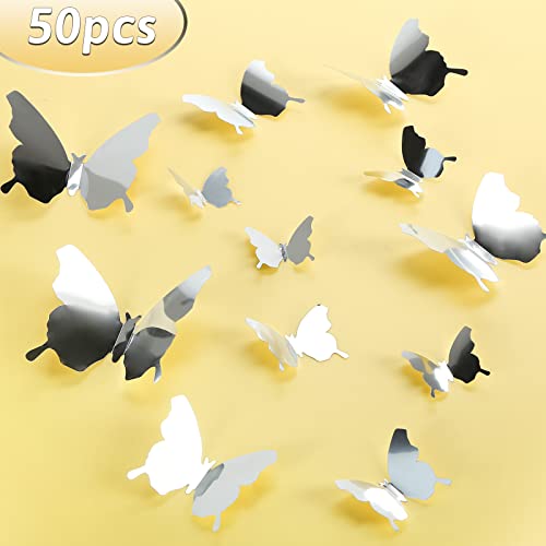 VGOODALL 50pcs 3D Butterfly Removable Mural Stickers，Butterfly Wall Decor Wall Stickers Decal Butterflies Removable Stickers Decor for Home and Room Decoration