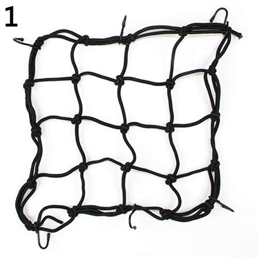 Baost 6-Hook Premium Bike Bungee Cargo Net Motorcycle Bike Cargo Net Mesh Bag Luggage Rope Fastened Elastic Cord String Sundries Helmet Luggage Holder Cargo Bungee Net Rope Black