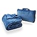 Cabeau Fold ‘N Go Travel Blanket Doubles as Neck Support Pillow, Versatile Lumbar Support Cushion, with Compact Travel Case - French Microfiber (Blue)