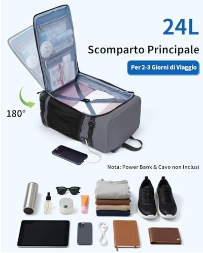 Zaino Ryanair 40x30x20 Leggero e 2 in 1，Zaino da Viaggio Pieghevole