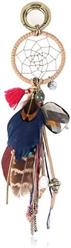 Feather Keychain Dream Catcher Keychain Feather for Keychain（Khaki）