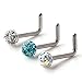 Ruifan 20G 18G Surgical Steel Gem Crystal Bone L-Shaped Screw Nose Bone Studs Ring Pins Piercing Jewelry