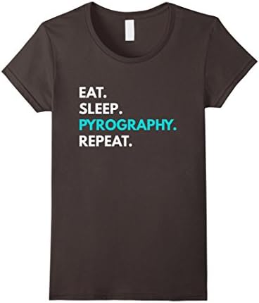 Womens Eat Sleep Pyrography Repeat t-shirt - Pyrography Tees Medium Asphalt