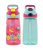 Contigo 14oz Autospout Striker Kids Water Bottle, Cherry Blossom & Aqua Float (2 Pack)